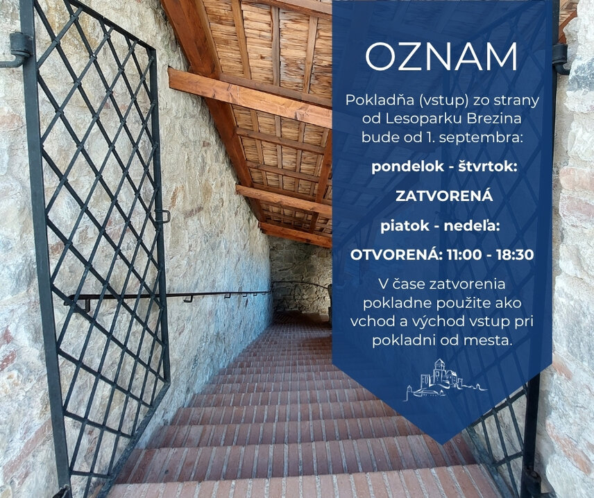 OZNAM: Zmena otváracích hodín pokladne – Lesopark Brezina od 1. septembra