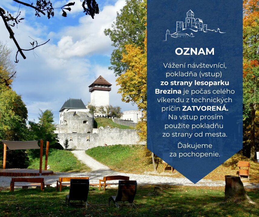OZNAM: 10. a 11.10.2026 je pokladňa od lesoparku Brezina z technických príčin zatvorená!